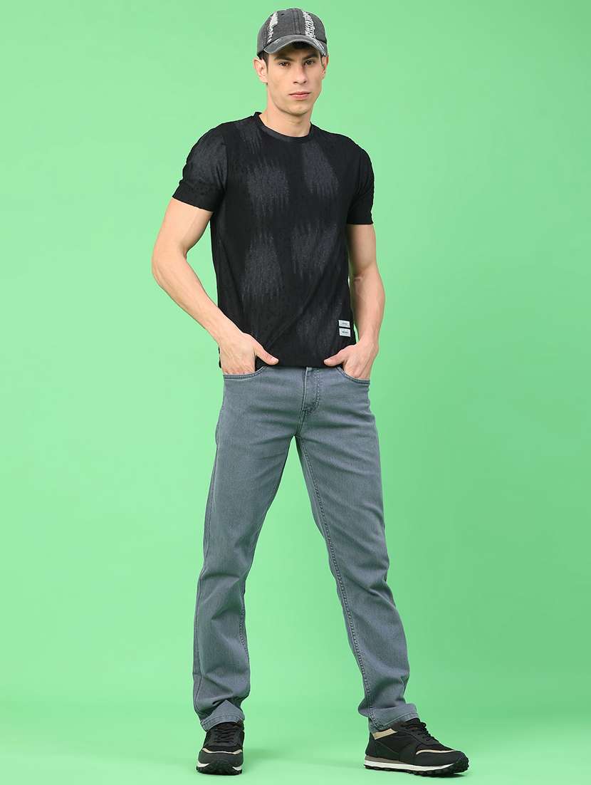 men plain mid rise full length tapered jeans - 22176188 -  Standard Image - 4