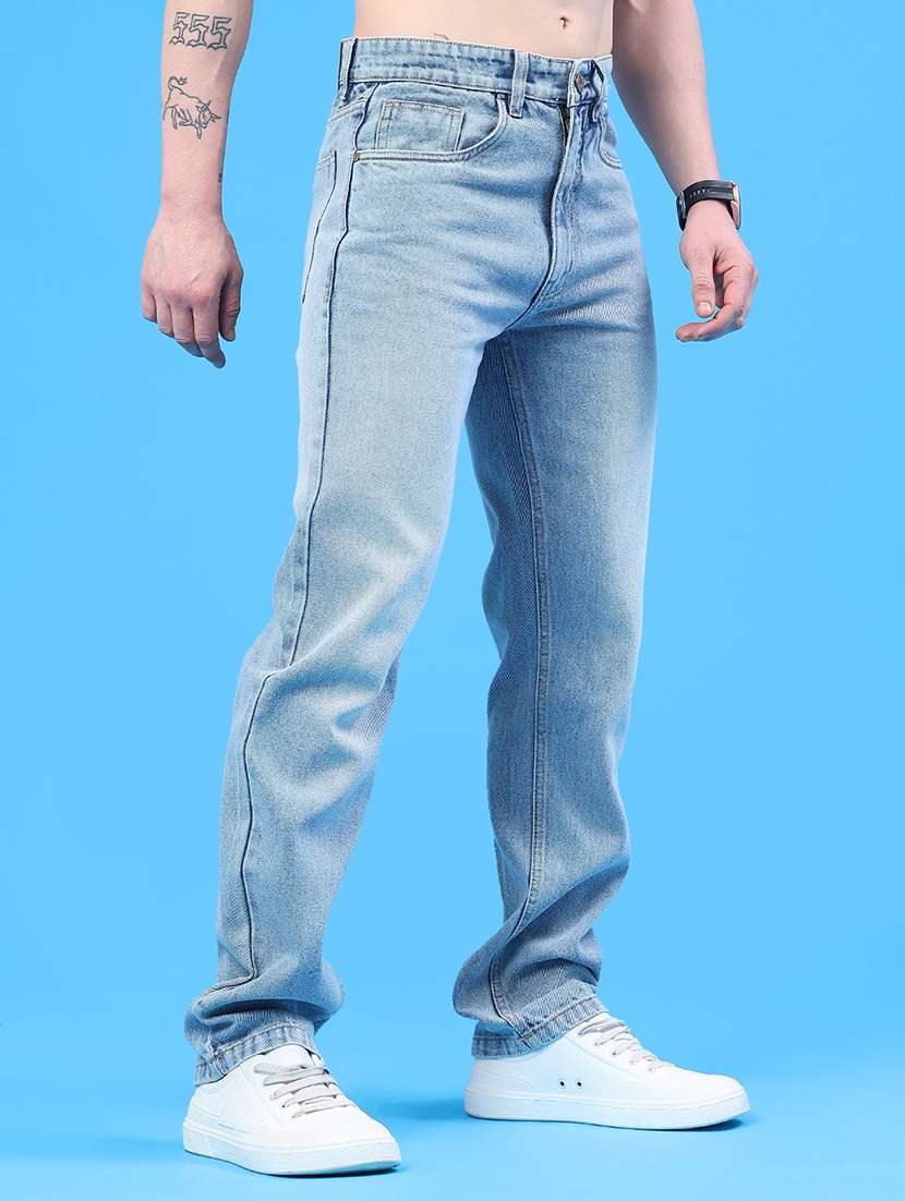 men washed mid rise full length straight jeans - 22176194 -  Standard Image - 1