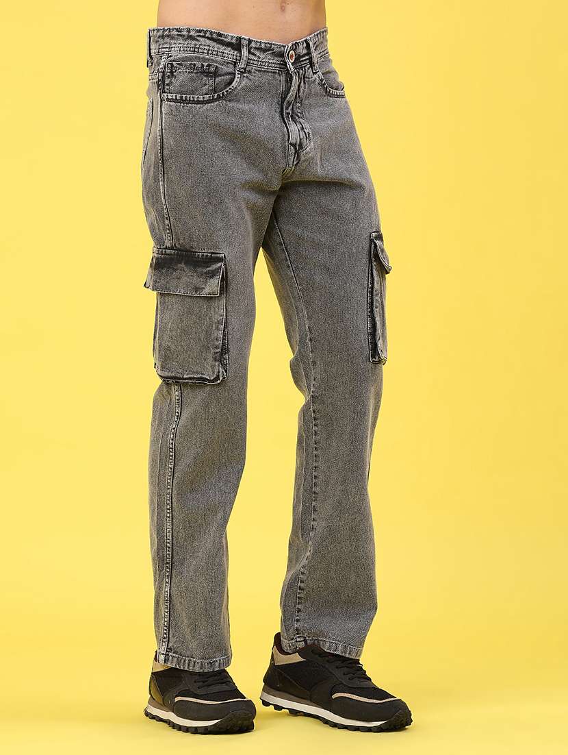 men solid mid rise regular fit cargo - 22176196 -  Standard Image - 1