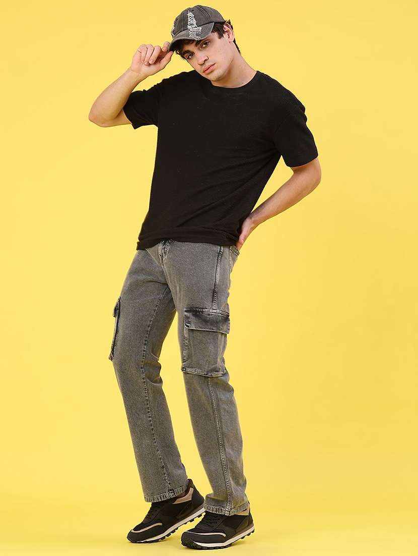 men solid mid rise regular fit cargo - 22176196 -  Standard Image - 4