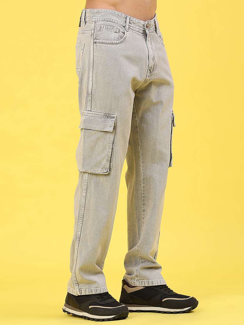 men solid mid rise regular fit cargo - 22176197 -  Standard Image - 1