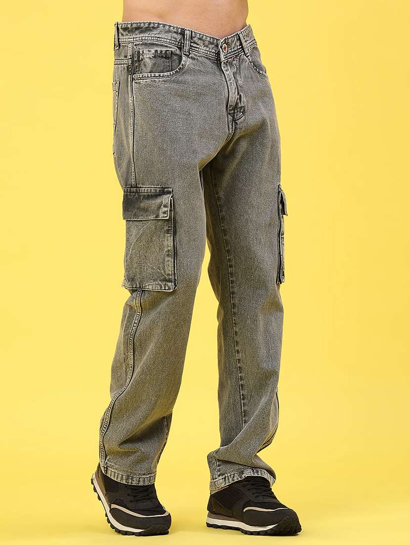 men solid mid rise regular fit cargo - 22176199 -  Standard Image - 1