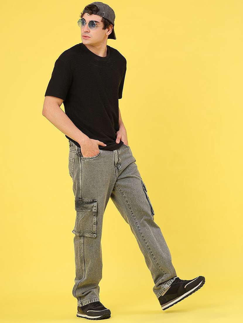 men solid mid rise regular fit cargo - 22176199 -  Standard Image - 4