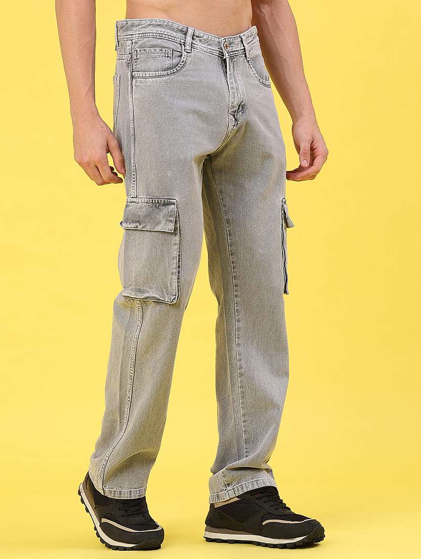 men solid mid rise regular fit cargo - 22176200 -  Standard Image - 1