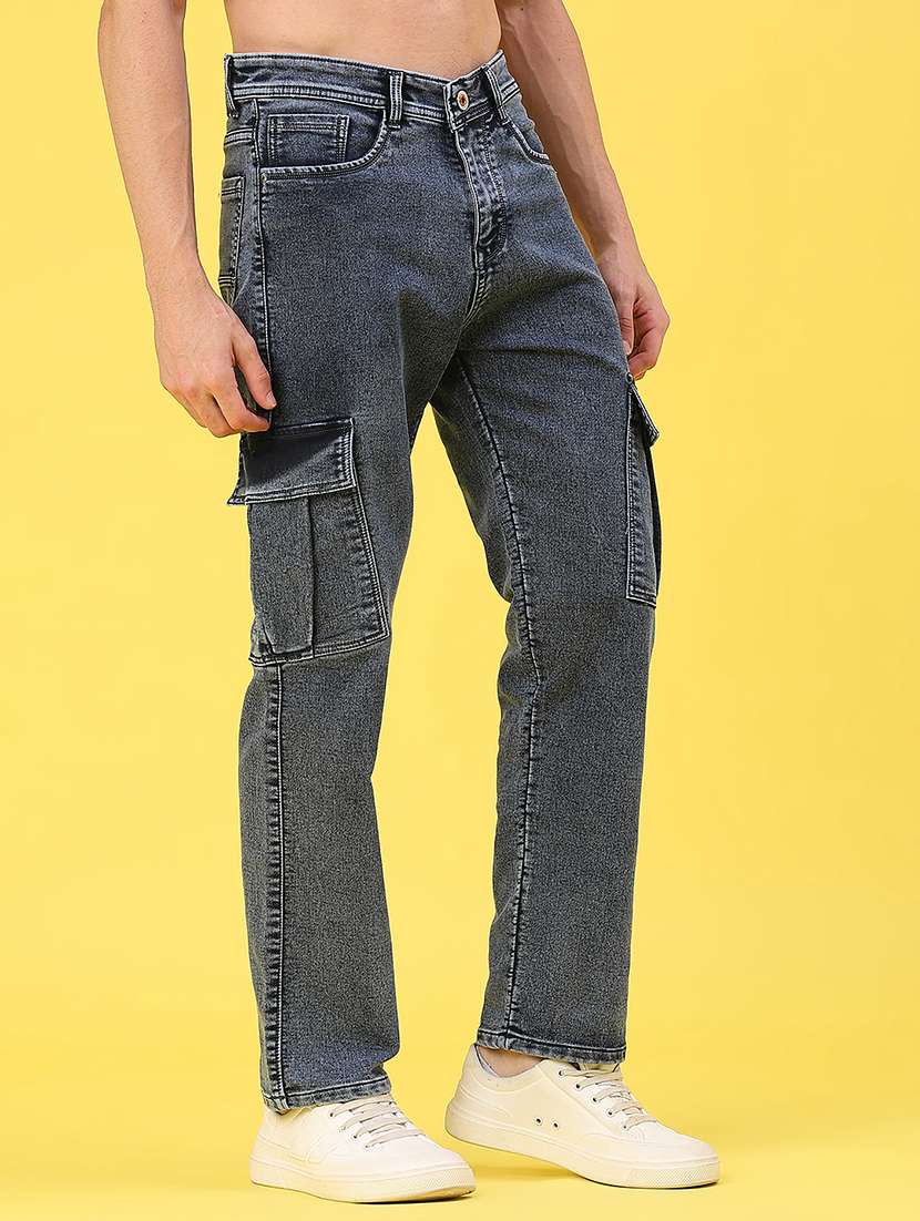 men solid mid rise regular fit cargo - 22176206 -  Standard Image - 1