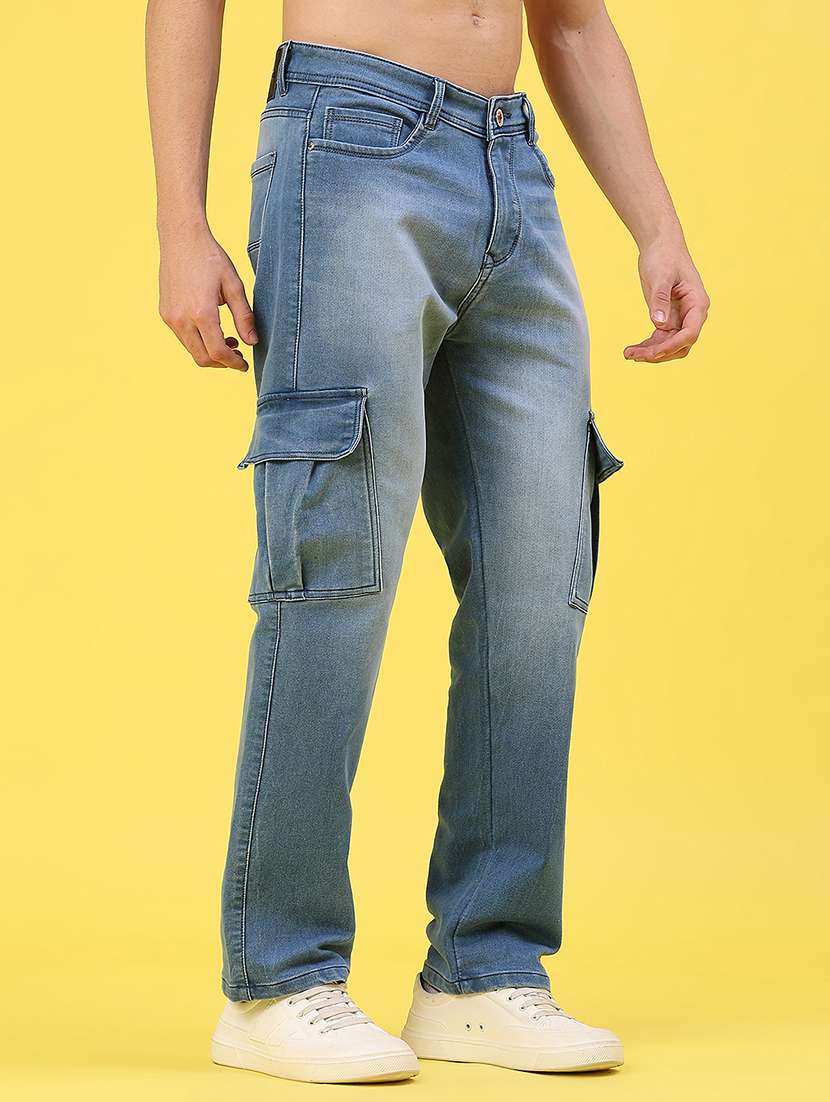 men washed mid rise regular fit cargo - 22176208 -  Standard Image - 1