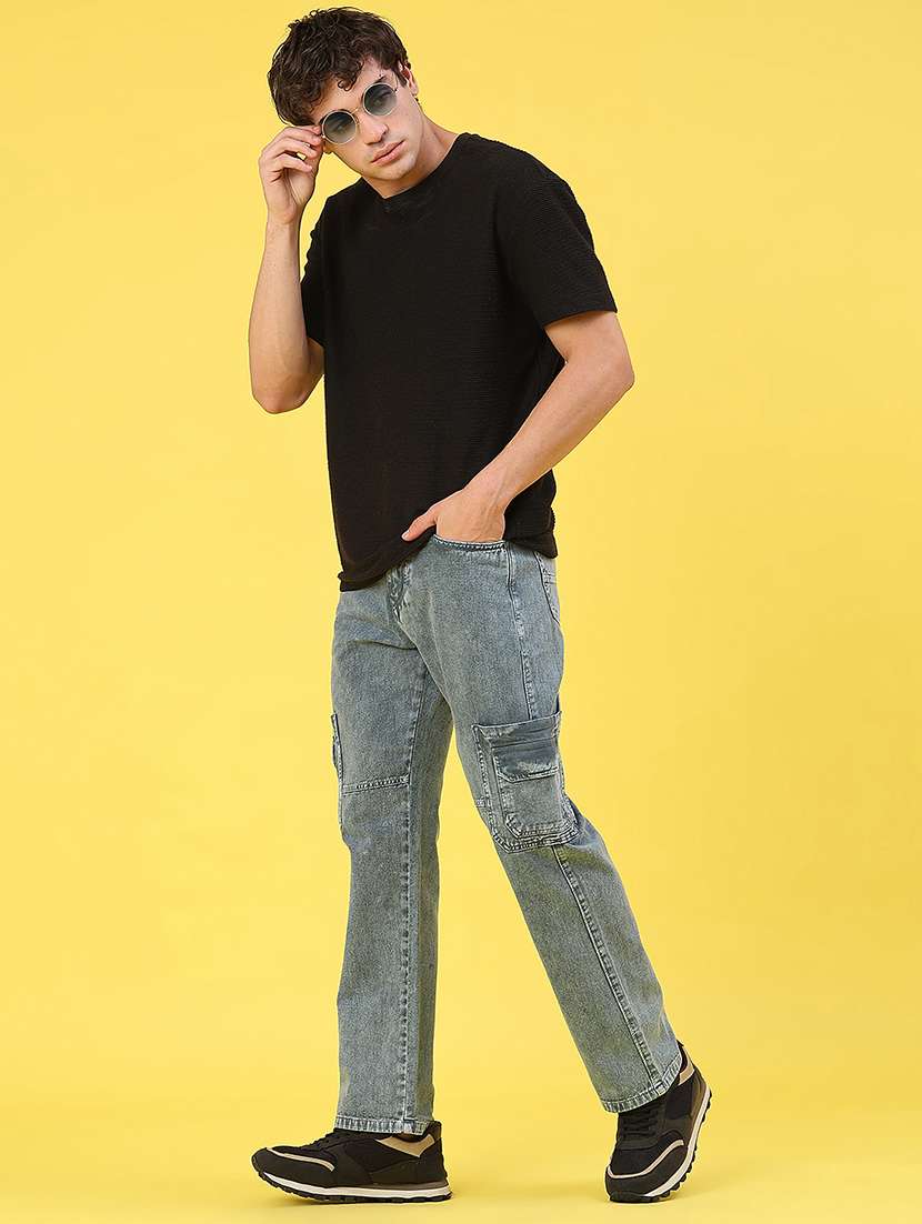 men solid mid rise regular fit cargo - 22176213 -  Standard Image - 4