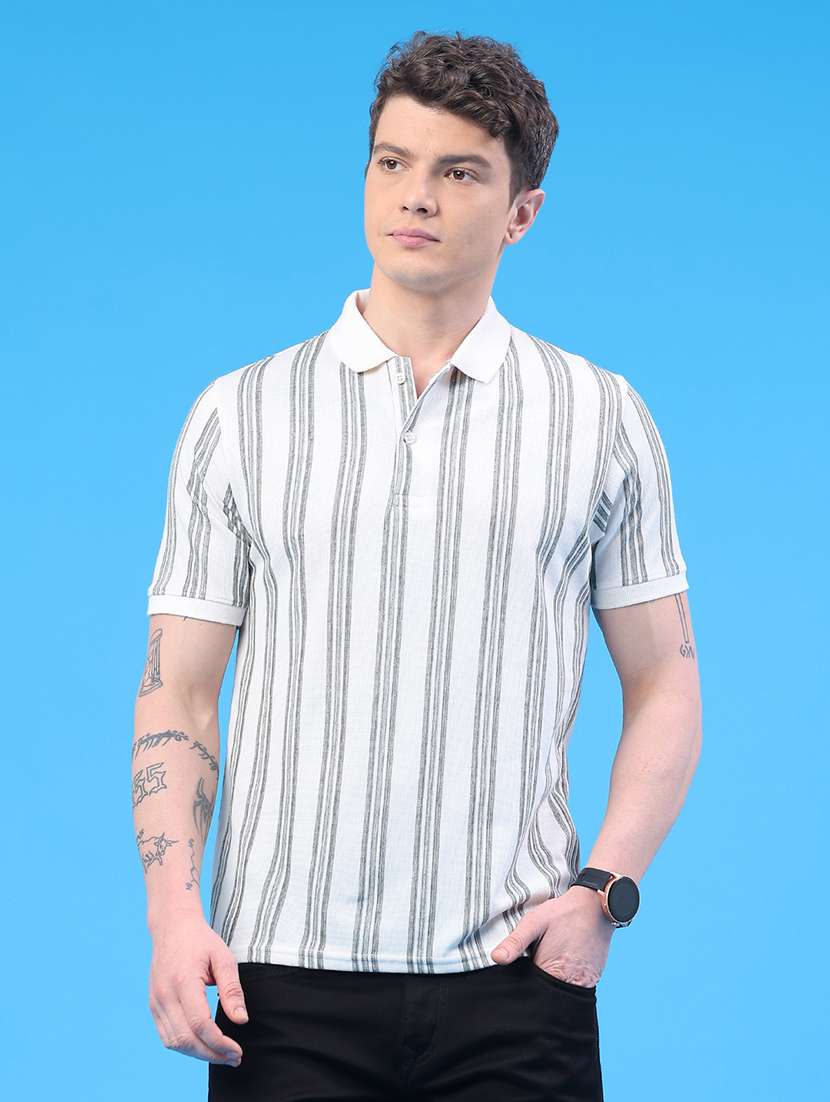 men striped short sleeve regular fit polo t-shirt - 22176221 -  Standard Image - 1