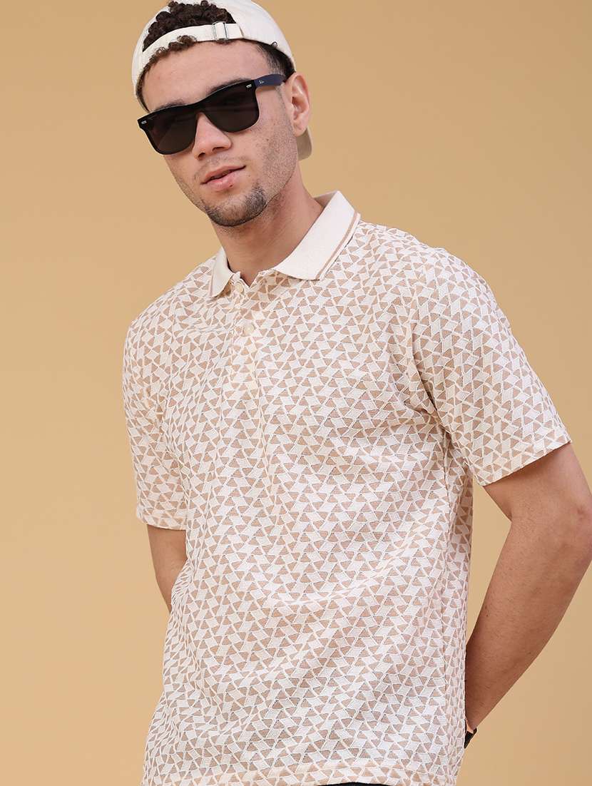 men printed short sleeve regular fit polo t-shirt
