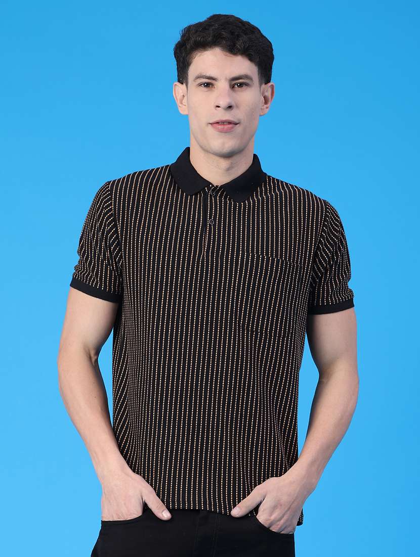 men striped short sleeve regular fit polo t-shirt - 22176245 -  Standard Image - 1