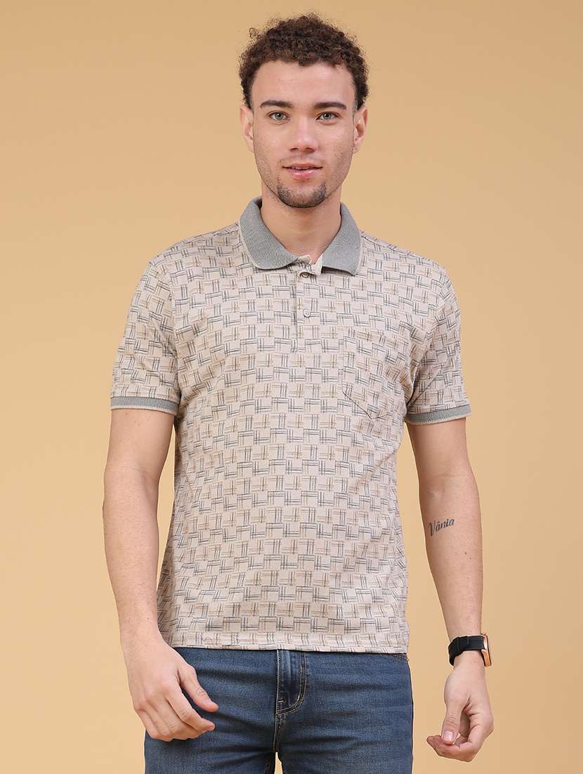 men printed short sleeve regular fit polo t-shirt - 22176248 -  Standard Image - 1
