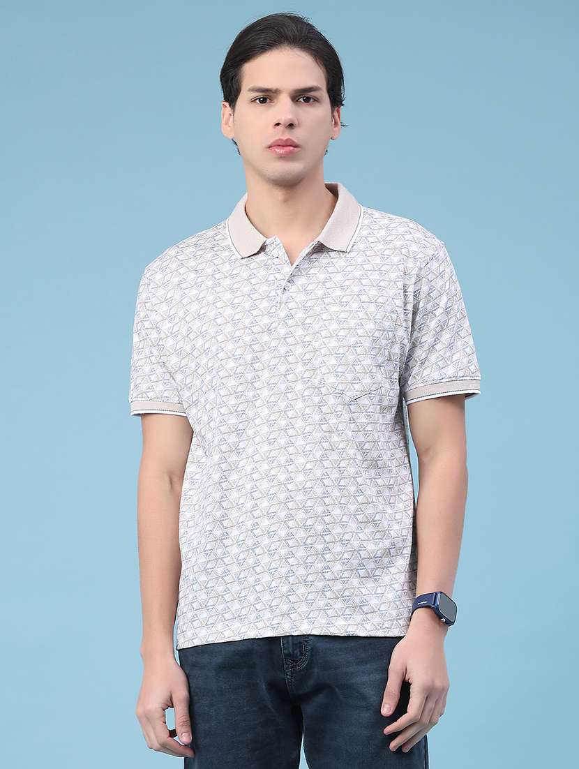 men printed short sleeve regular fit polo t-shirt - 22176251 -  Standard Image - 1