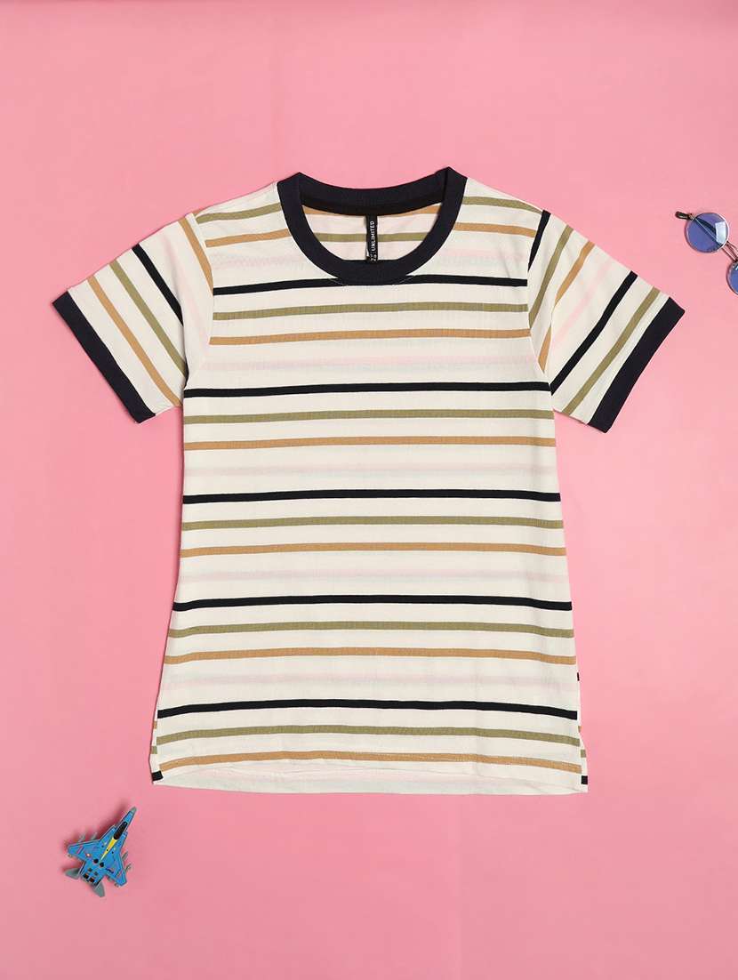 girls striped round neck tee