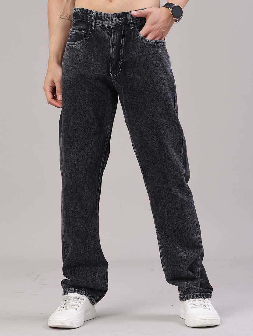 men plain mid rise full length straight jeans - 22176364 -  Standard Image - 1