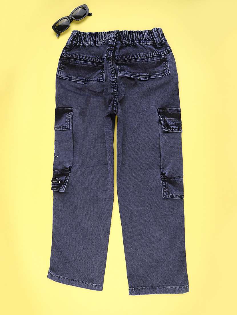 boys solid mid rise denim cargo - 22176369 -  Standard Image - 1