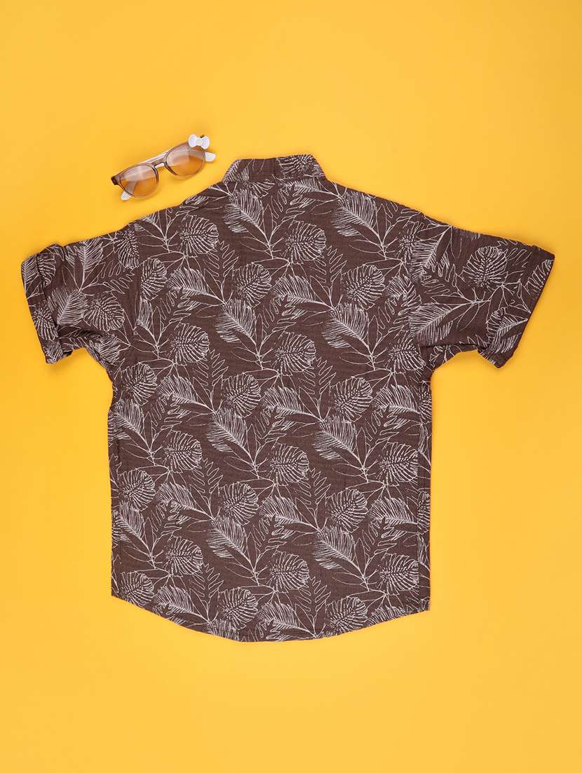 boys printed short sleeve mandarin collar shirt - 22176396 -  Standard Image - 1