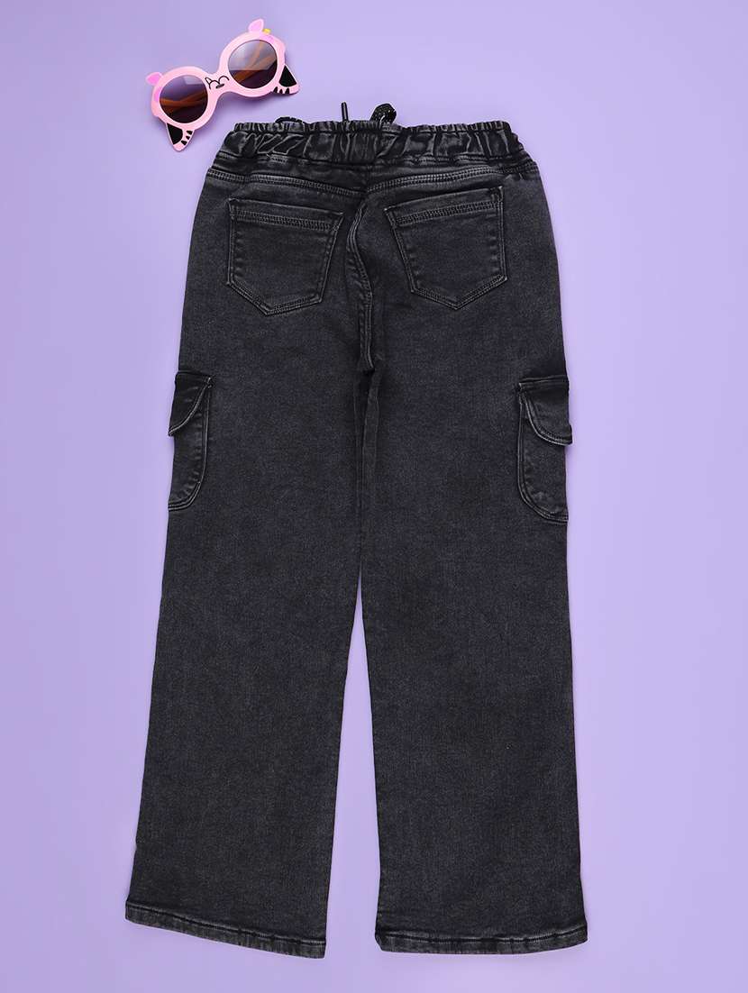 girls solid mid rise cargo - 22176418 -  Standard Image - 1