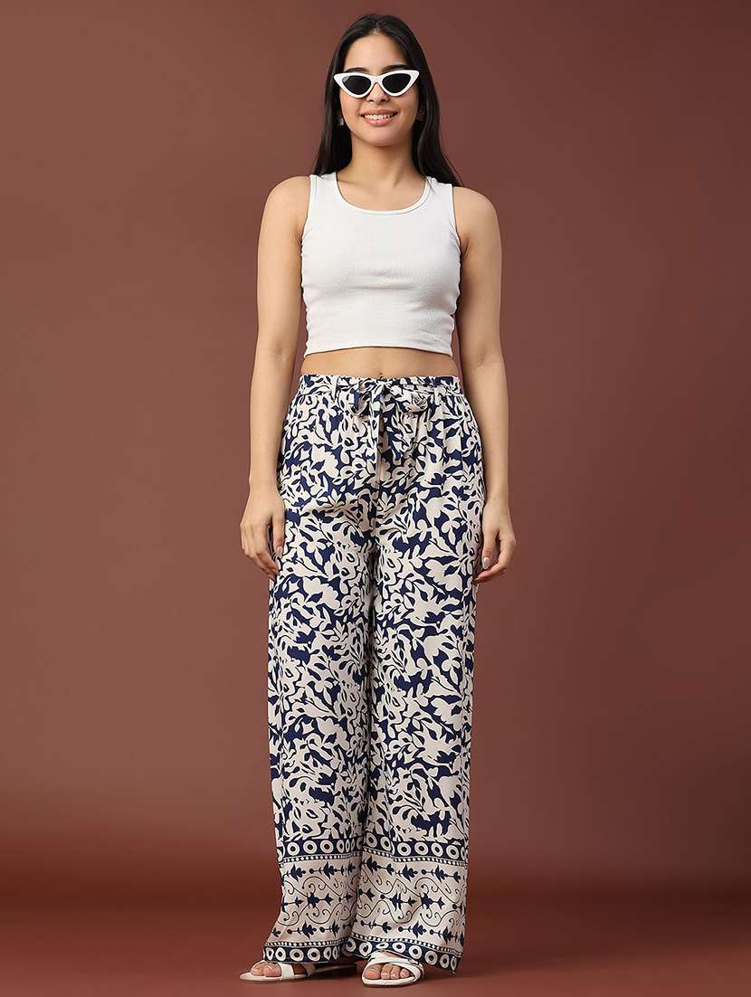 women floral printed mid rise straight trouser - 22176422 -  Standard Image - 4