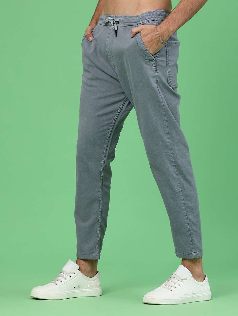 men plain mid rise ankle length tapered jeans - 22176435 -  Standard Image - 1