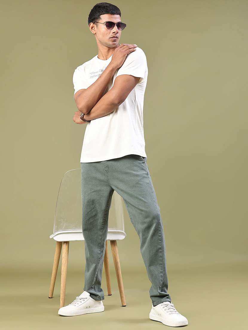 men plain mid rise full length tapered jeans - 22176436 -  Standard Image - 4