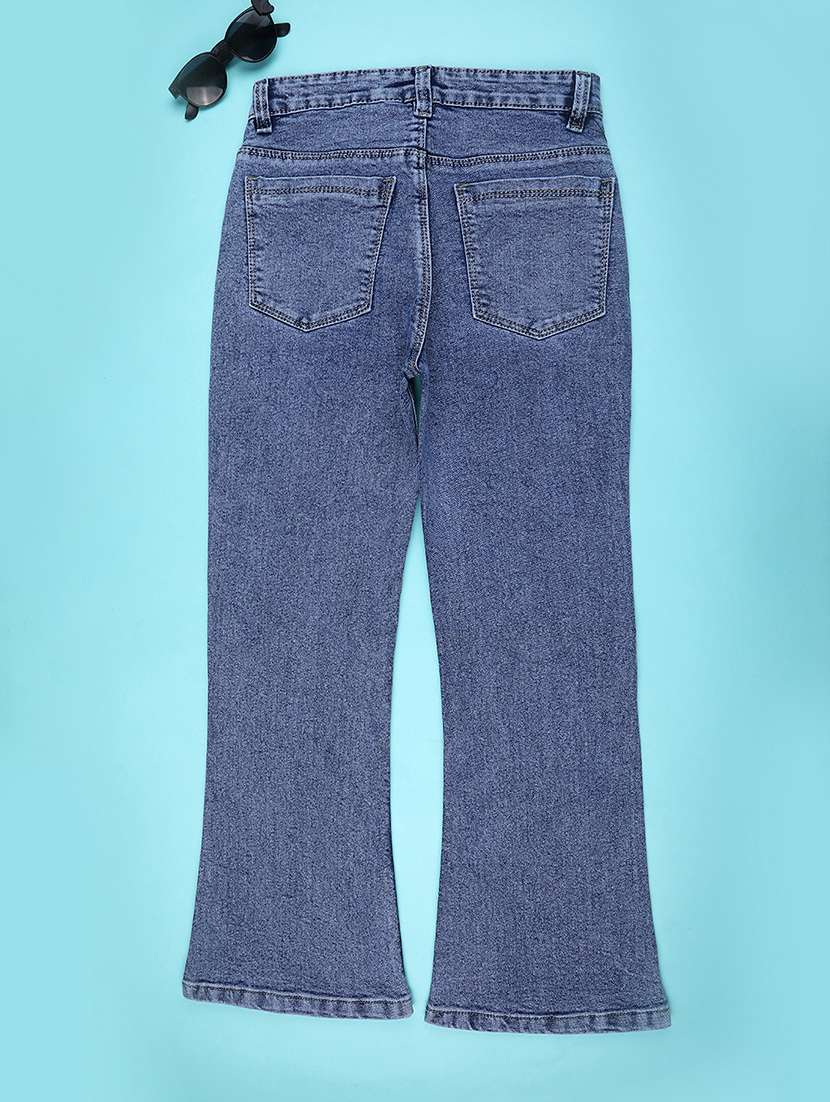 girls solid md rise bootcut jeans - 22176450 -  Standard Image - 1