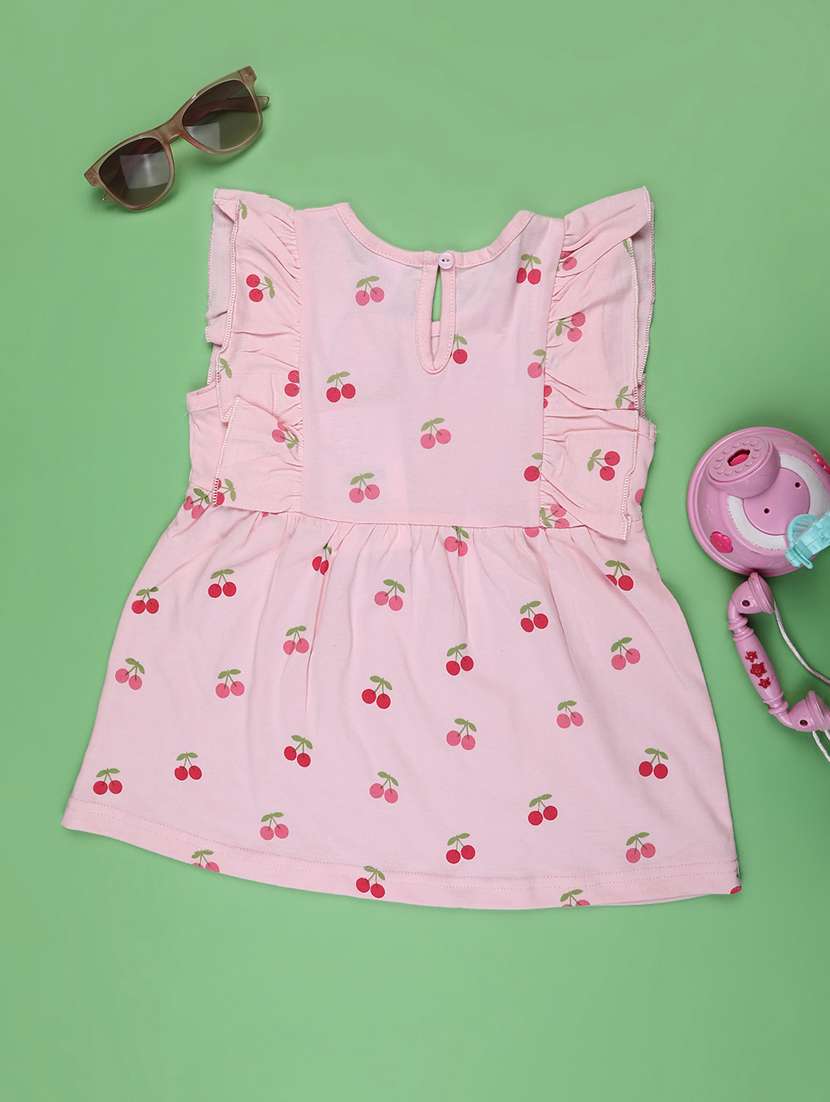 girls printed ruffle sleeve fit & flare dress - 22176469 -  Standard Image - 1