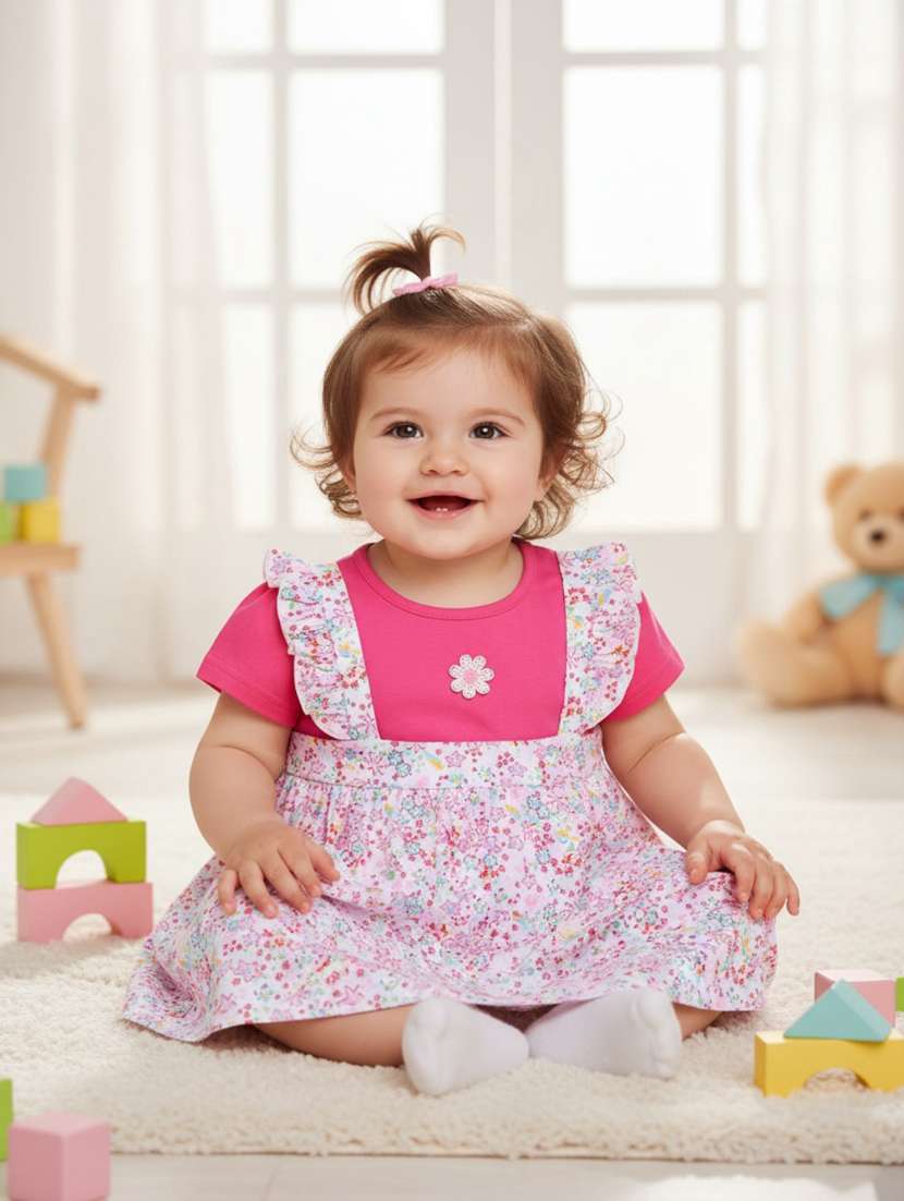 girl pink cotton frock - 22176471 -  Standard Image - 1