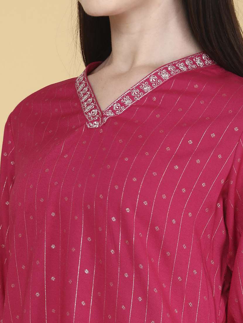 women pink rayon straight kurti - 22176532 -  Standard Image - 1