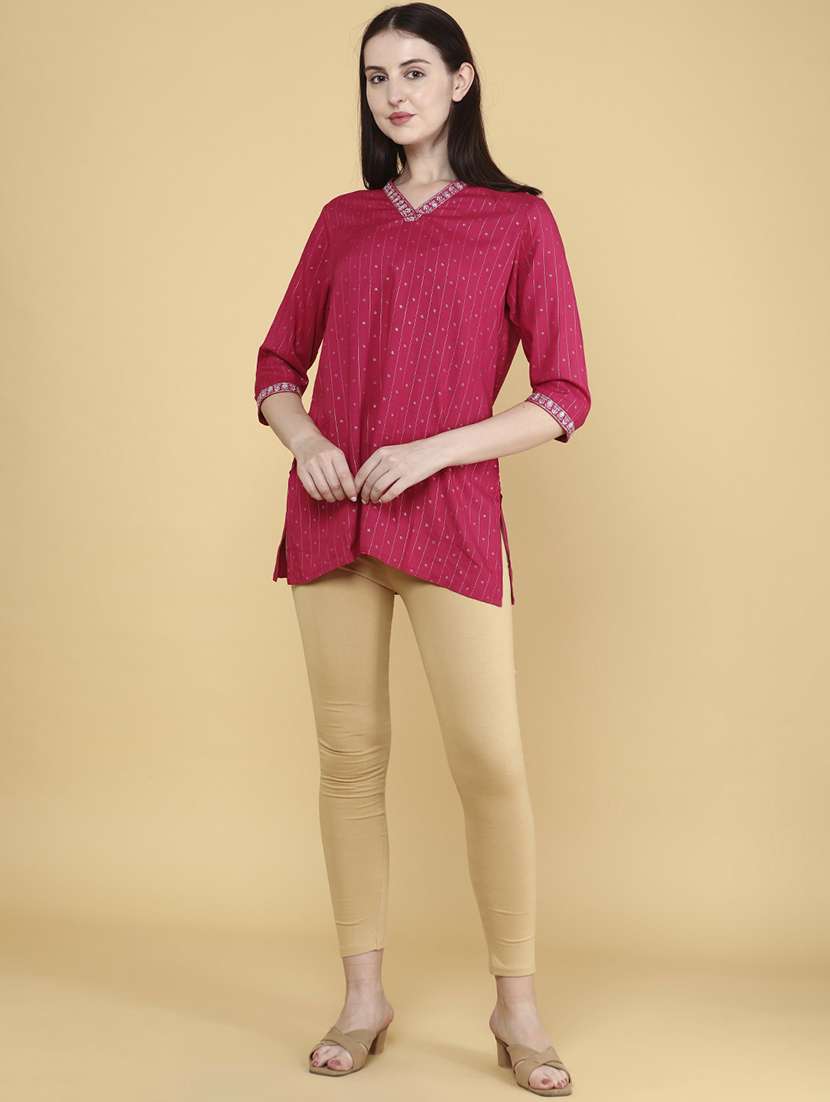women pink rayon straight kurti - 22176532 -  Standard Image - 4