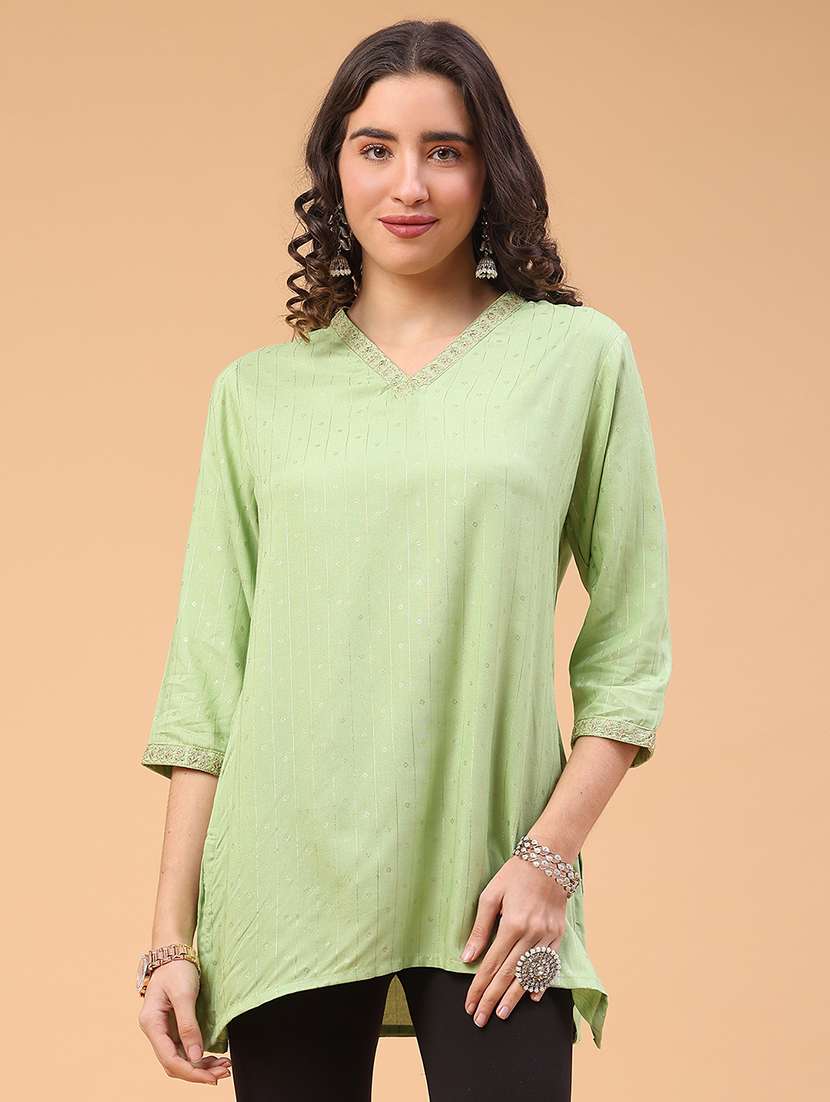 green rayon straight kurti