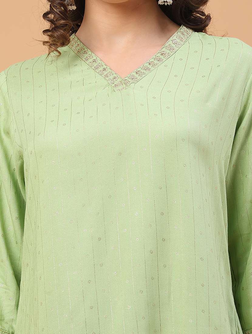 green rayon straight kurti - 22176533 -  Standard Image - 1