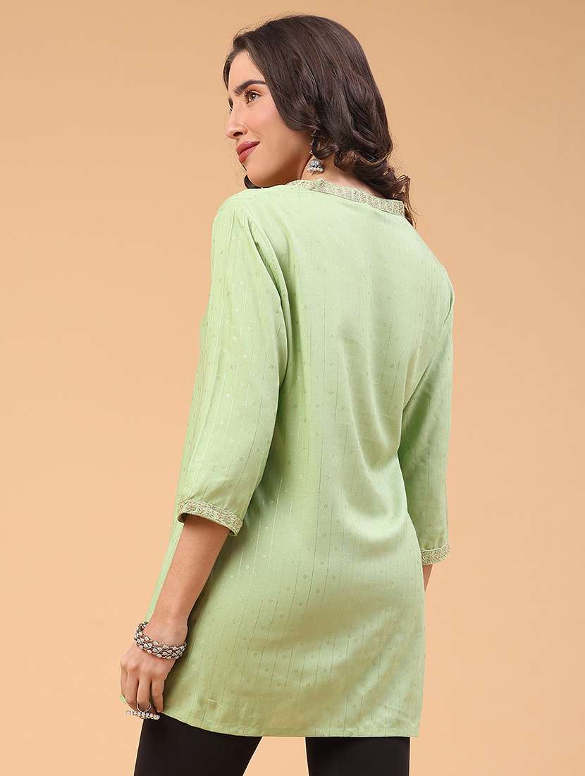 green rayon straight kurti - 22176533 -  Standard Image - 4