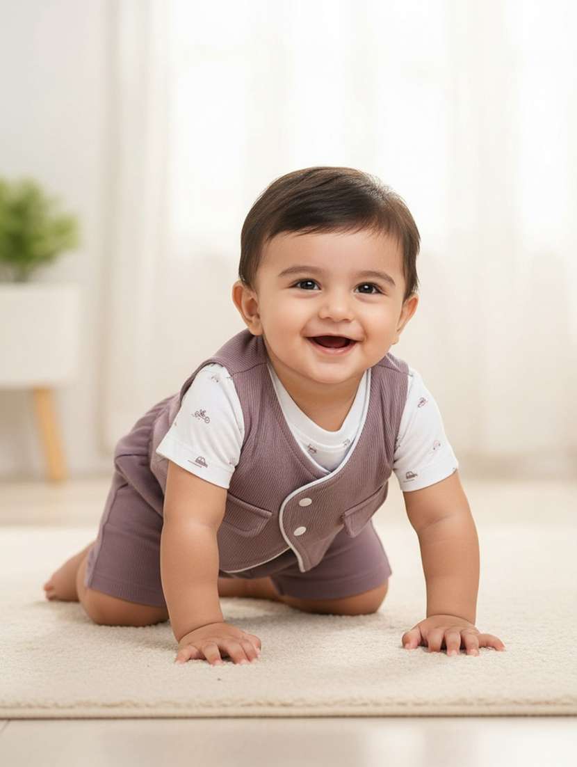 purple cotton combo infant twin set - 22176543 -  Standard Image - 1
