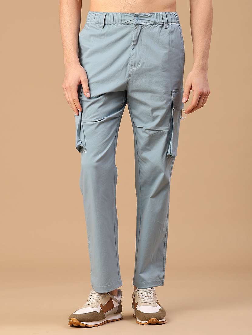 men solid mid rise regular fit cargo - 22176548 -  Standard Image - 1