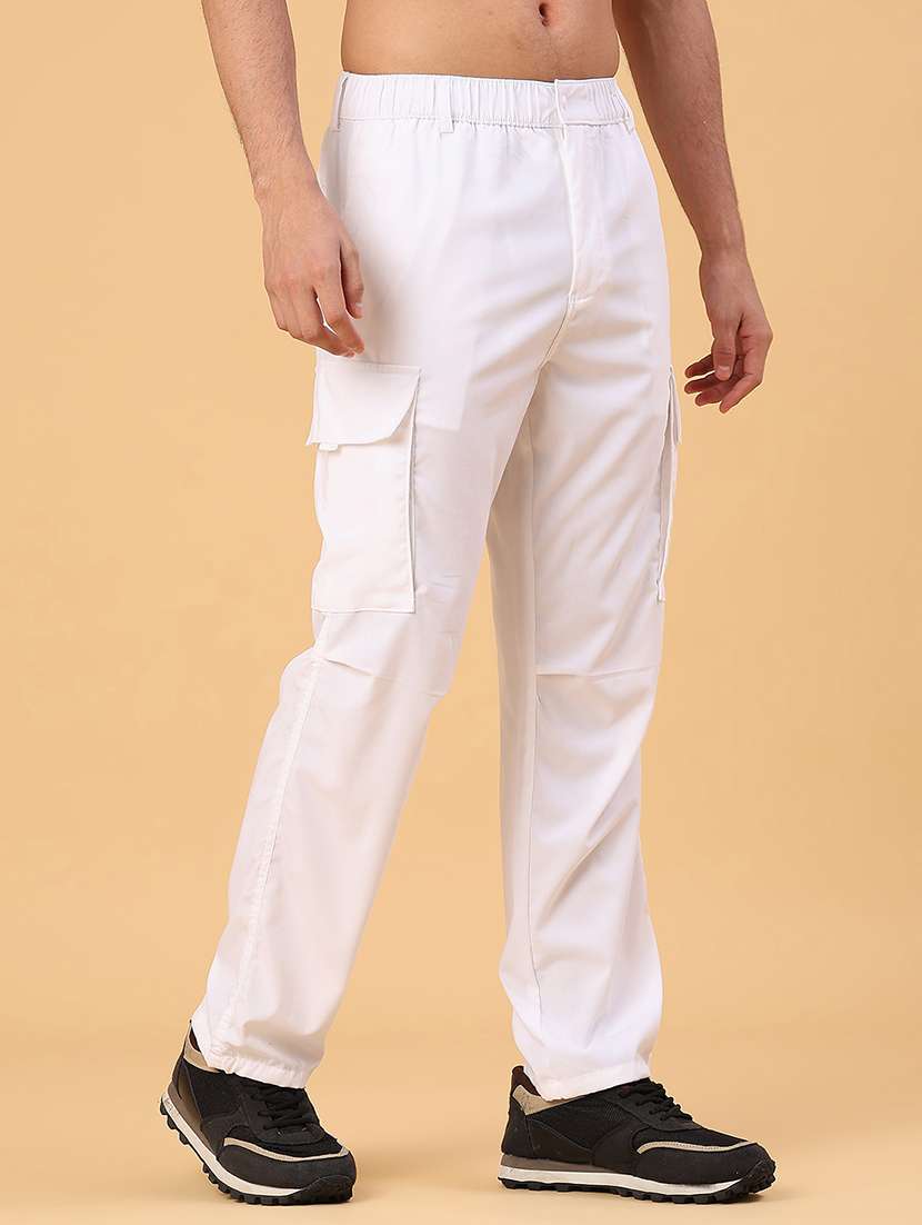 men solid mid rise regular fit cargo - 22176550 -  Standard Image - 1