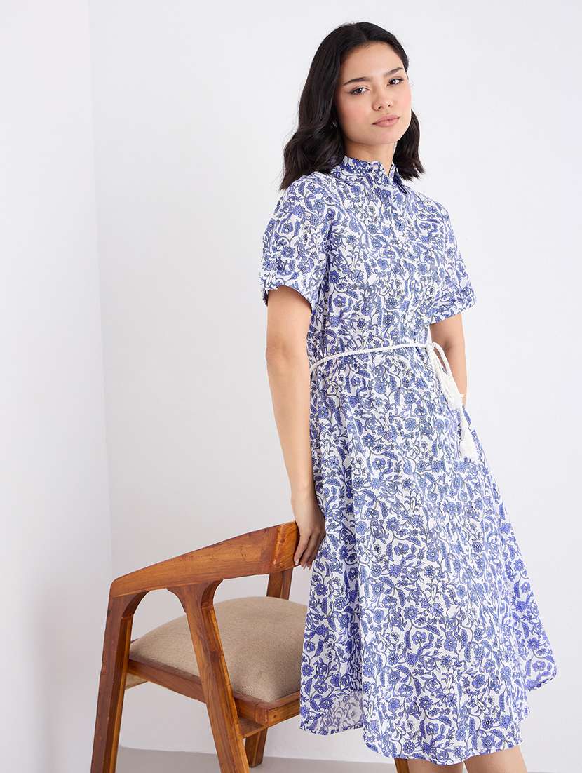 women printed collared shirt dress - 22176620 -  Standard Image - 1