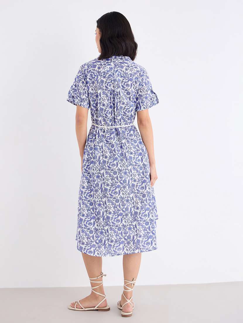 women printed collared shirt dress - 22176620 -  Standard Image - 4