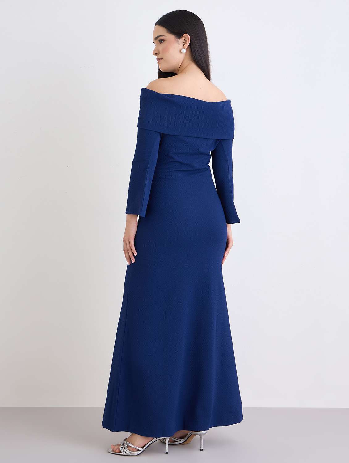 women solid off shoulder bell sleeve sheath dress - 22176629 -  Standard Image - 1