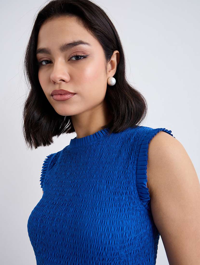 women printed mock neck ruched tiered dress - 22176653 -  Standard Image - 1