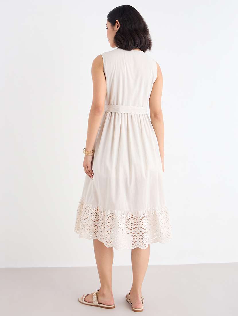 women solid overlap neck tiered dress - 22176661 -  Standard Image - 4