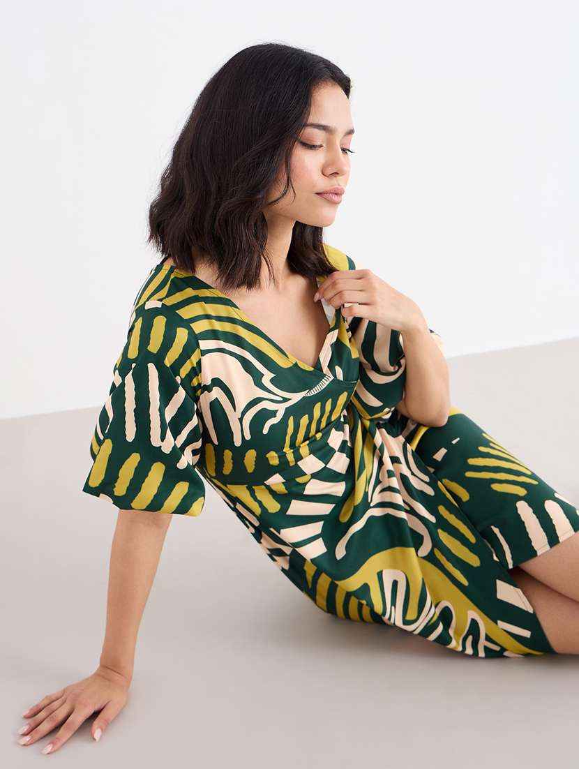 women printed overlap neck sheath dress - 22176668 -  Standard Image - 4