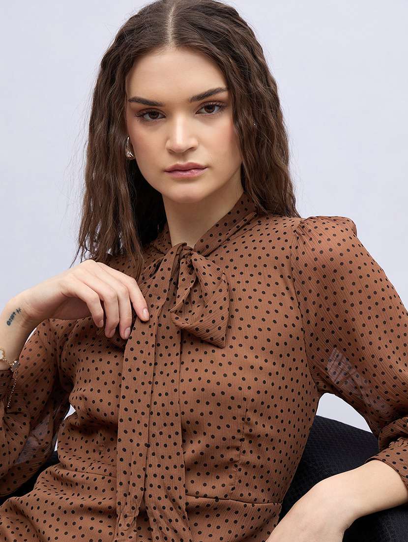 Women Printed Tie Up Neck Tiered Dress - 22176676 -  Standard Image - 1
