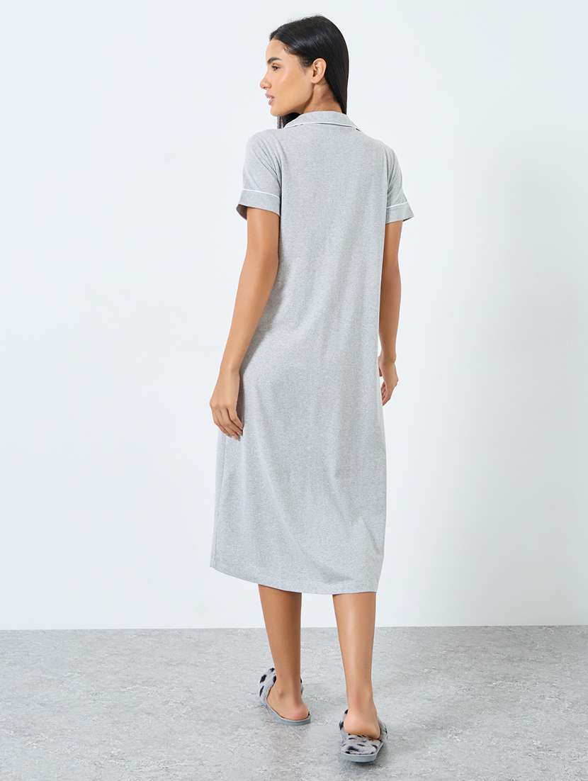 women solid short sleeve sleepshirt - 22176704 -  Standard Image - 1