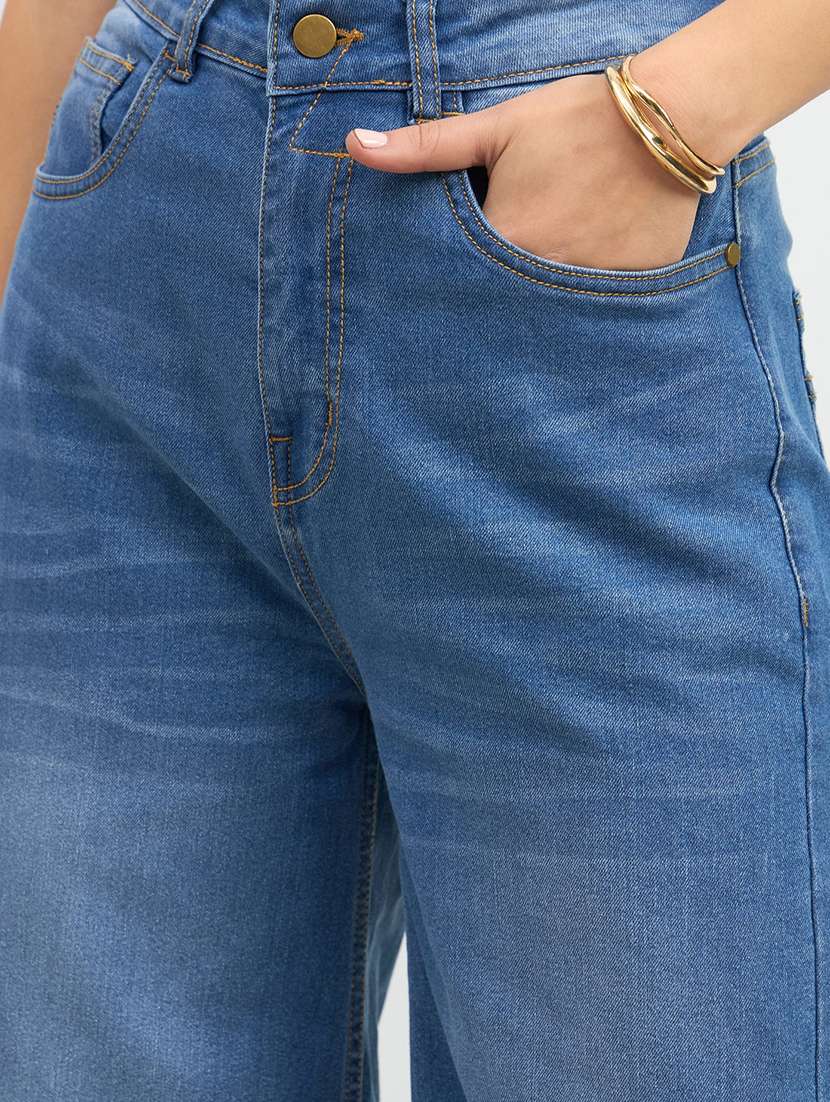 women solid high rise wide leg jeans - 22176713 -  Standard Image - 4