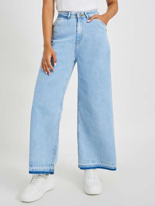 women solid high rise wide leg trouser - 22176714 -  Standard Image - 0