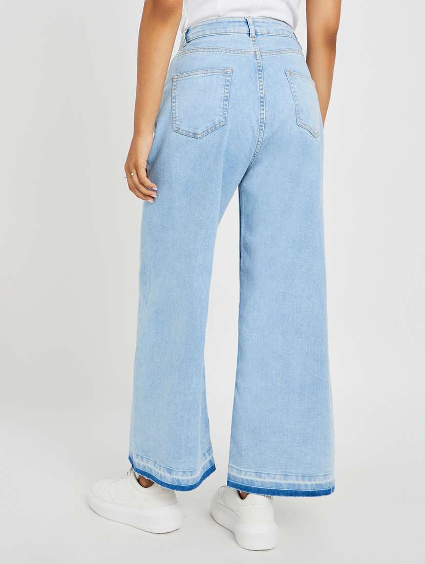 women solid high rise wide leg trouser - 22176714 -  Standard Image - 1