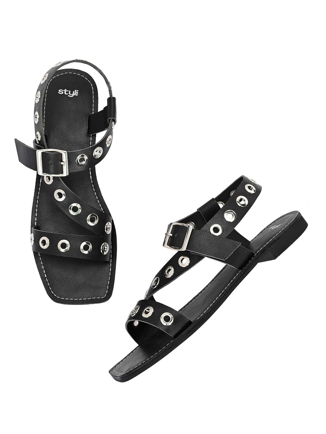 women solid back strap flat sandal - 22176721 -  Standard Image - 1