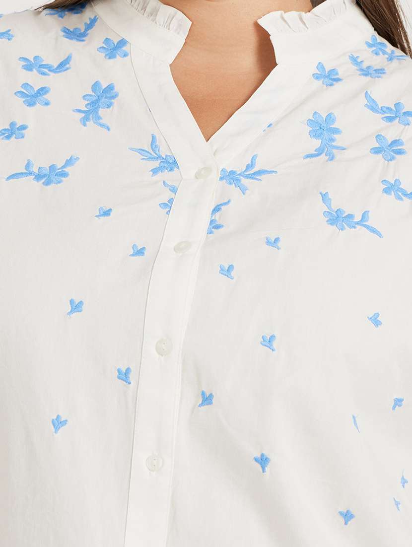 women plus size embroidered puff sleeve top - 22176725 -  Standard Image - 4