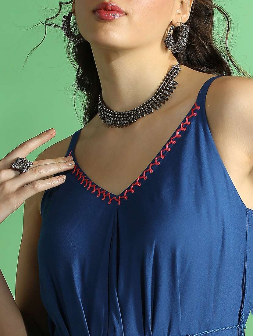 women solid shoulder strap jumpsuit - 22176727 -  Standard Image - 4