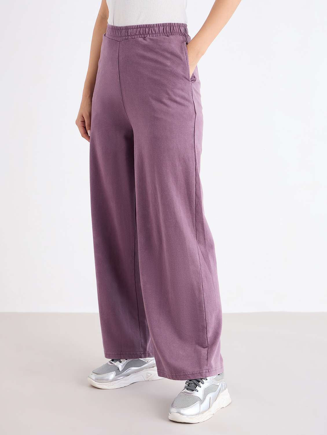 women solid mid rise track pant - 22176733 -  Standard Image - 1